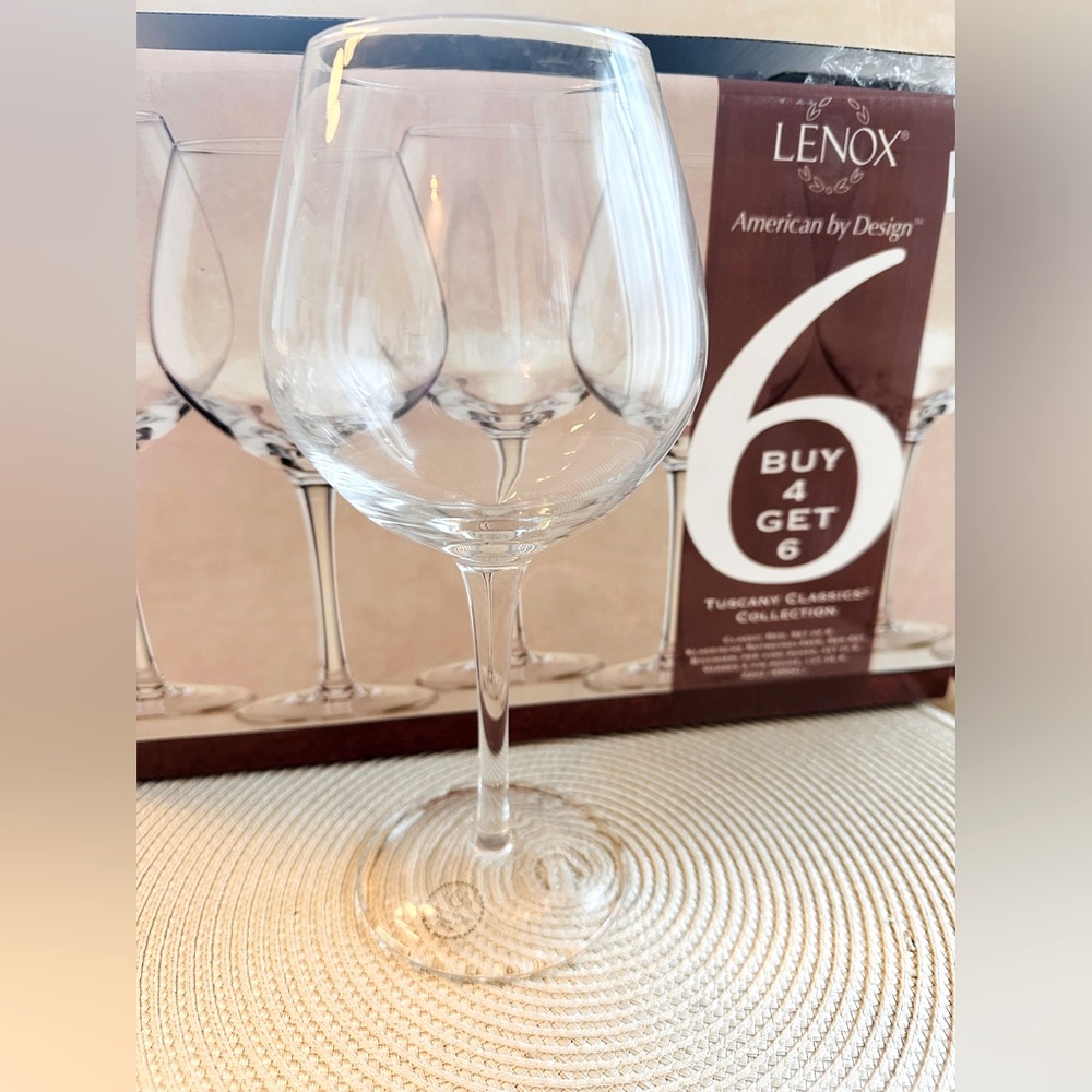 New NIB Set of 5 Lenox Tuscany Classics Crystal Classic Red Wine Glasses 22oz